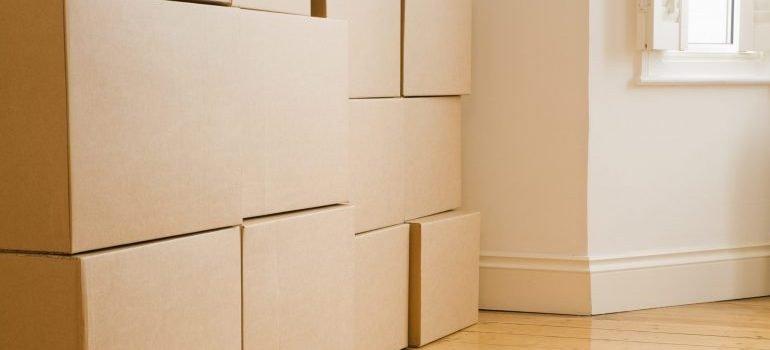 Stacks of boxes in new home