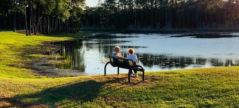 Couple at a lake.