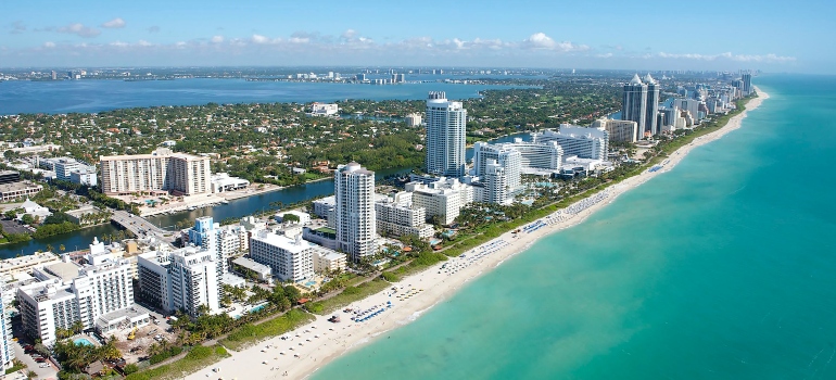 Miami Beach and oceanfront buildings